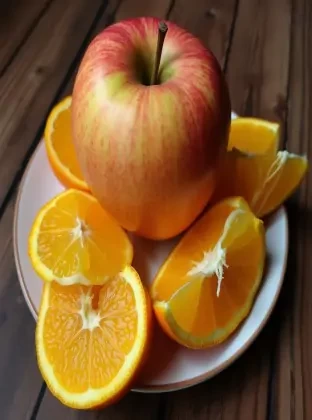 Apple and oranges, food photography