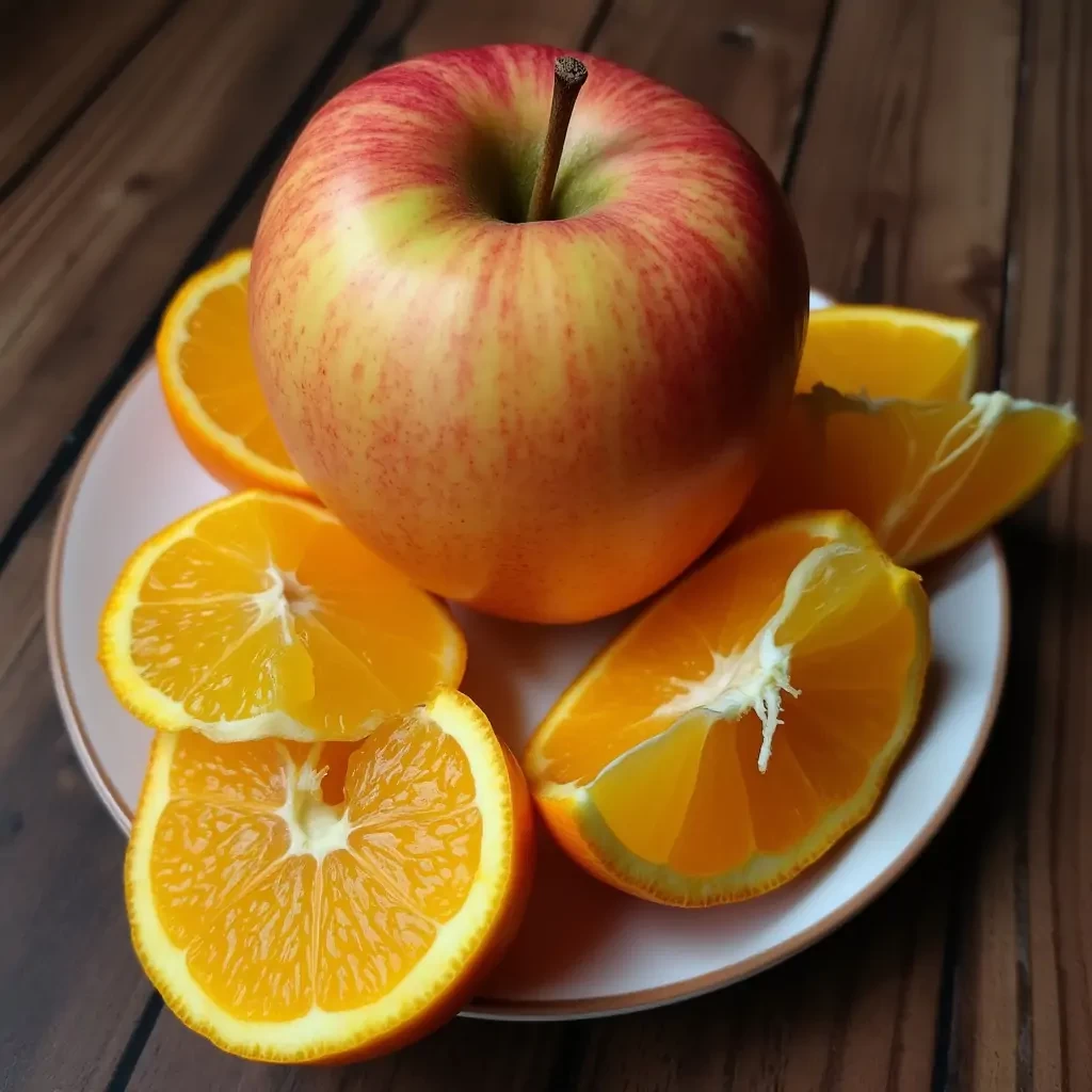 Apple and oranges, food photography